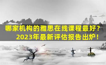 哪家机构的雅思在线课程最好？ 2023年最新评估报告出炉！